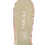 38.5 VINTAGE $835 PRADA Pink Silver Brocade CHUNKY BEADED Kitten Heel SANDALS