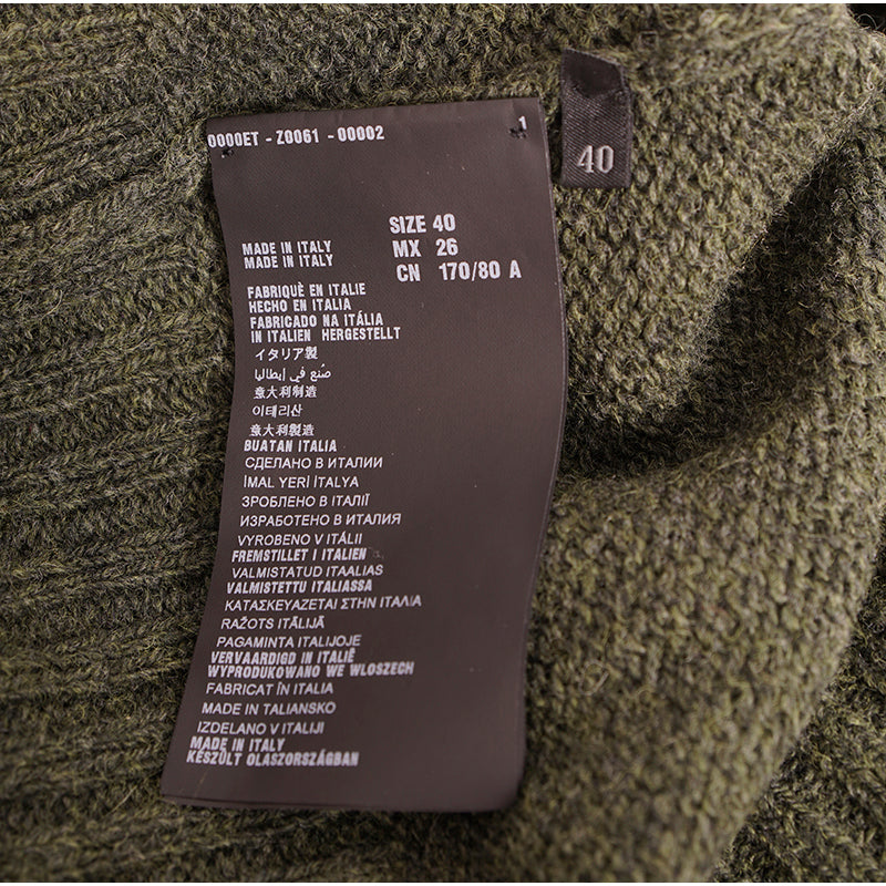 40 NEW $1190 PRADA Runway Olive Long CHUNKY KNIT 100% Wool Sweater CARDIGAN XS