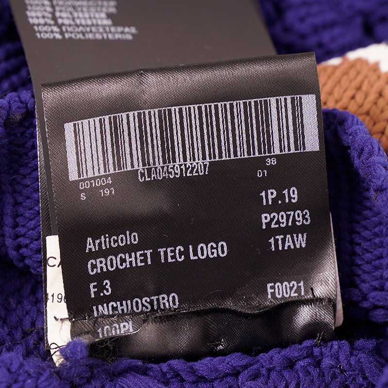 sz 38 NEW $1290 PRADA RUNWAY Vivid Blue CROCHET KNIT Resort LOGO in BACK TOP XS
