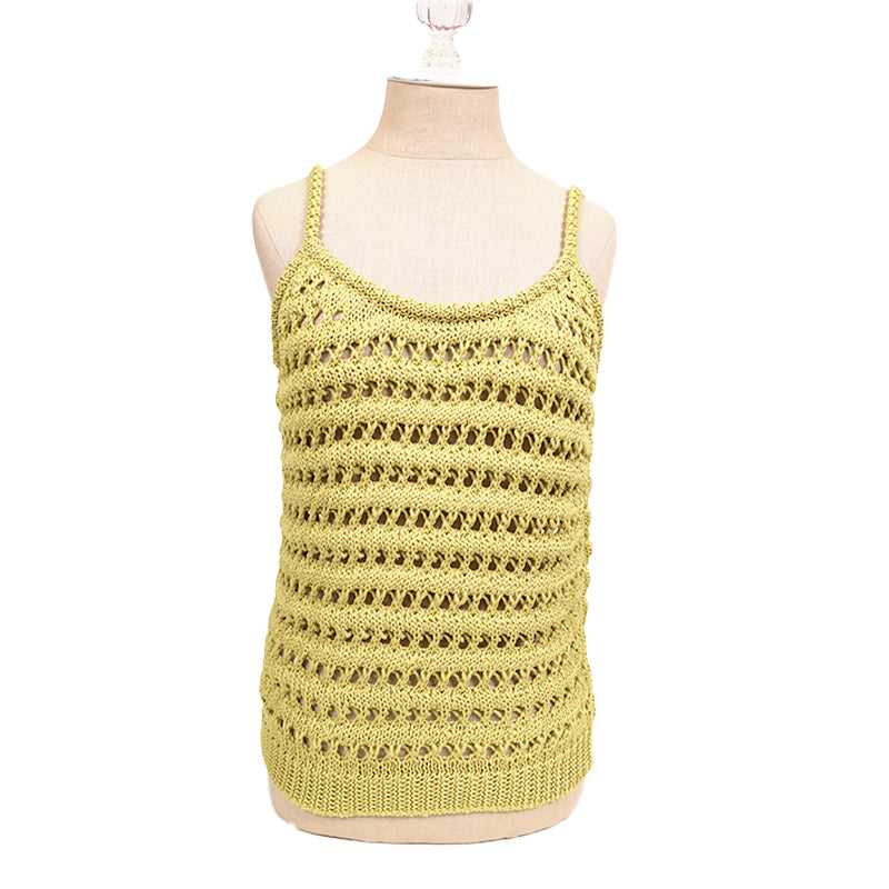 sz 38 NEW $1290 PRADA RUNWAY Acid Green CROCHET KNIT Resort LOGO in BACK TOP XS