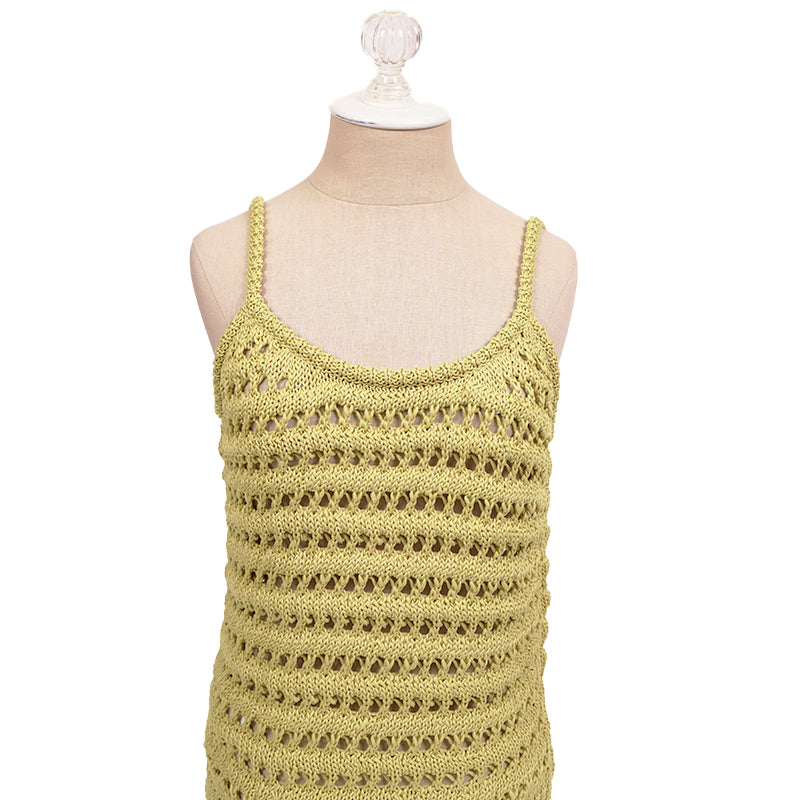 sz 38 NEW $1290 PRADA RUNWAY Acid Green CROCHET KNIT Resort LOGO in BACK TOP XS