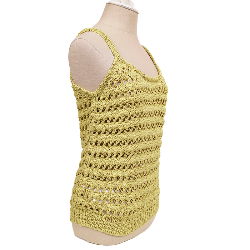 sz 38 NEW $1290 PRADA RUNWAY Acid Green CROCHET KNIT Resort LOGO in BACK TOP XS