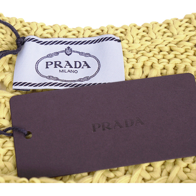 sz 38 NEW $1290 PRADA RUNWAY Acid Green CROCHET KNIT Resort LOGO in BACK TOP XS