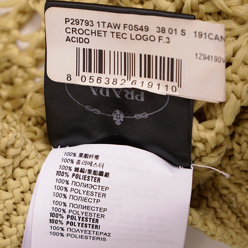 sz 38 NEW $1290 PRADA RUNWAY Acid Green CROCHET KNIT Resort LOGO in BACK TOP XS