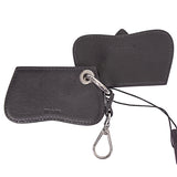 NEW $395 PRADA Blue Black Leather SIDONIE BAG SHAPED MIRROR Charm KEY RING NIB