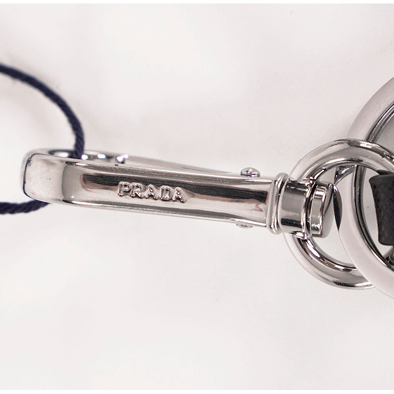 NEW $525 PRADA Blue ROBOT SAFFIANO LEATHER Silver Logo KEYCHAIN BAG TRICK