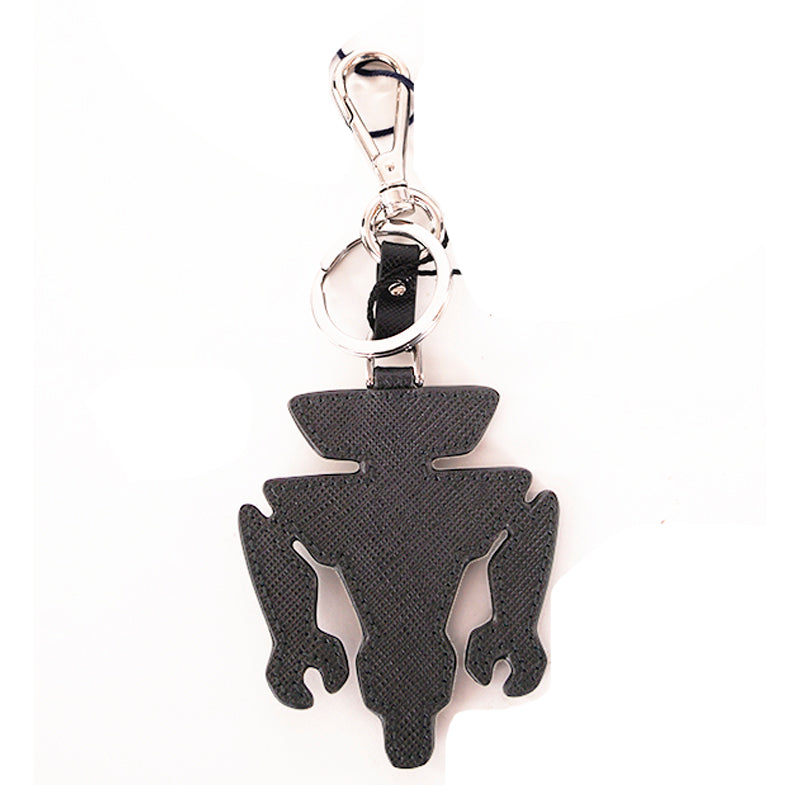 NEW $525 PRADA Blue ROBOT SAFFIANO LEATHER Silver Logo KEYCHAIN BAG TRICK