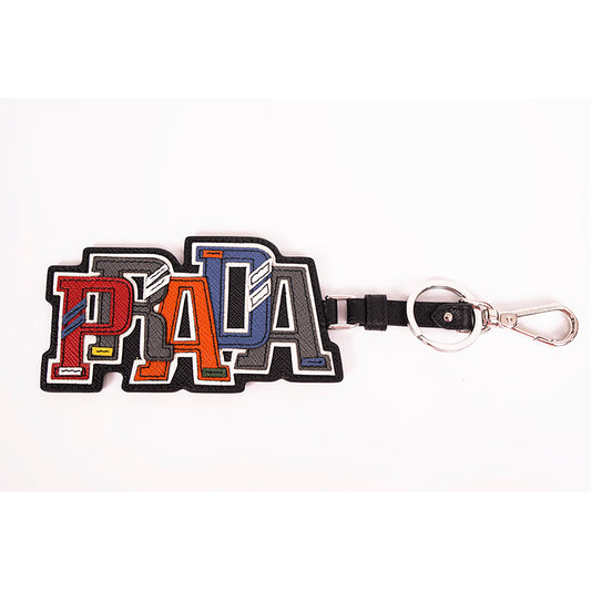 NEW $495 PRADA Preppy LOGO Multicolor SAFFIANO LEATHER Trick KEYRING BAG CHARM