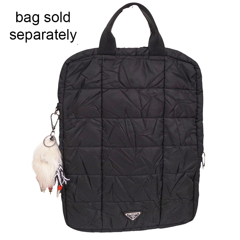 NEW $725 PRADA White Shearling RUFUS YETI MONSTER ROBOT Metal Keyring Trick BAG CHARM