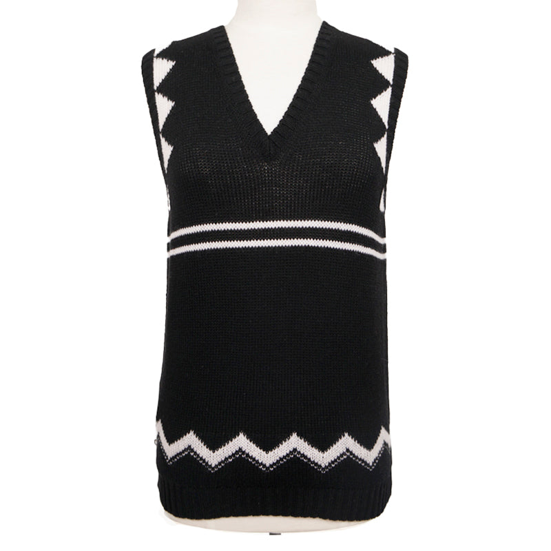 38 NEW $1,690 PRADA Black White 100% CASHMERE Modern Sleeveless KNIT TOP VEST XS