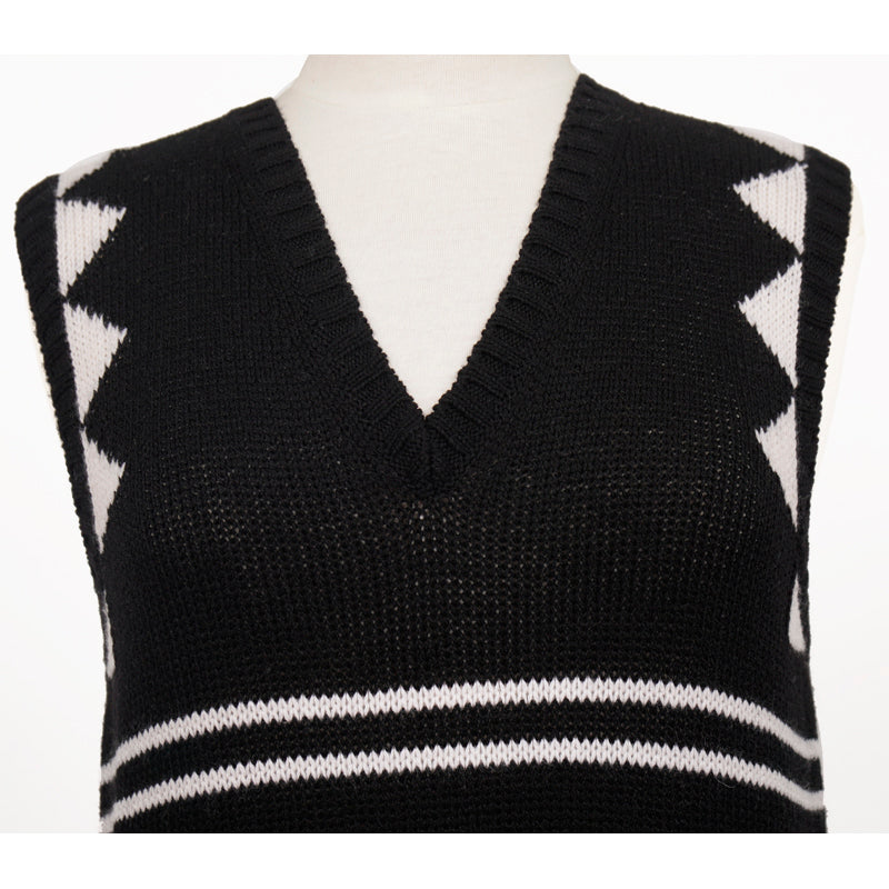 38 NEW $1,690 PRADA Black White 100% CASHMERE Modern Sleeveless KNIT TOP VEST XS