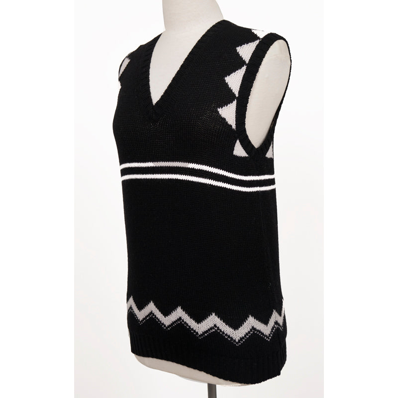 38 NEW $1,690 PRADA Black White 100% CASHMERE Modern Sleeveless KNIT TOP VEST XS