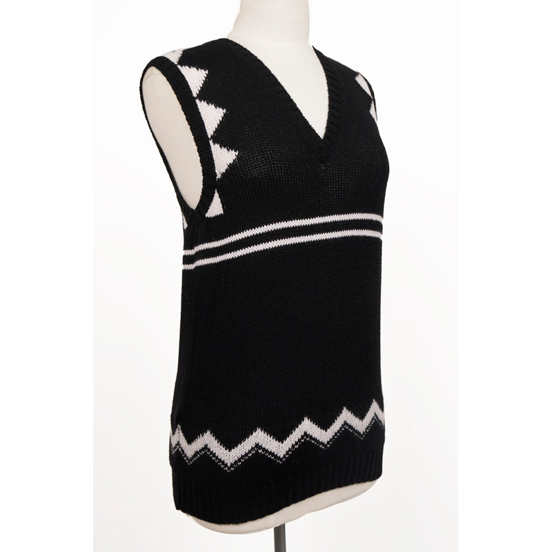 38 NEW $1,690 PRADA Black White 100% CASHMERE Modern Sleeveless KNIT TOP VEST XS