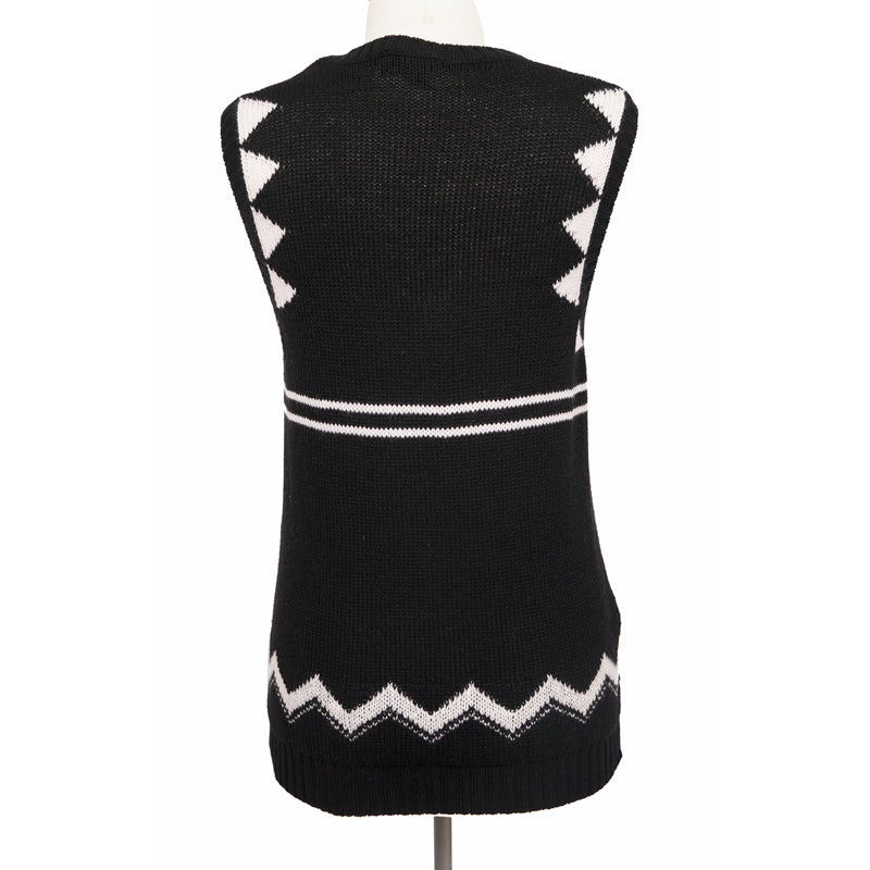 38 NEW $1,690 PRADA Black White 100% CASHMERE Modern Sleeveless KNIT TOP VEST XS