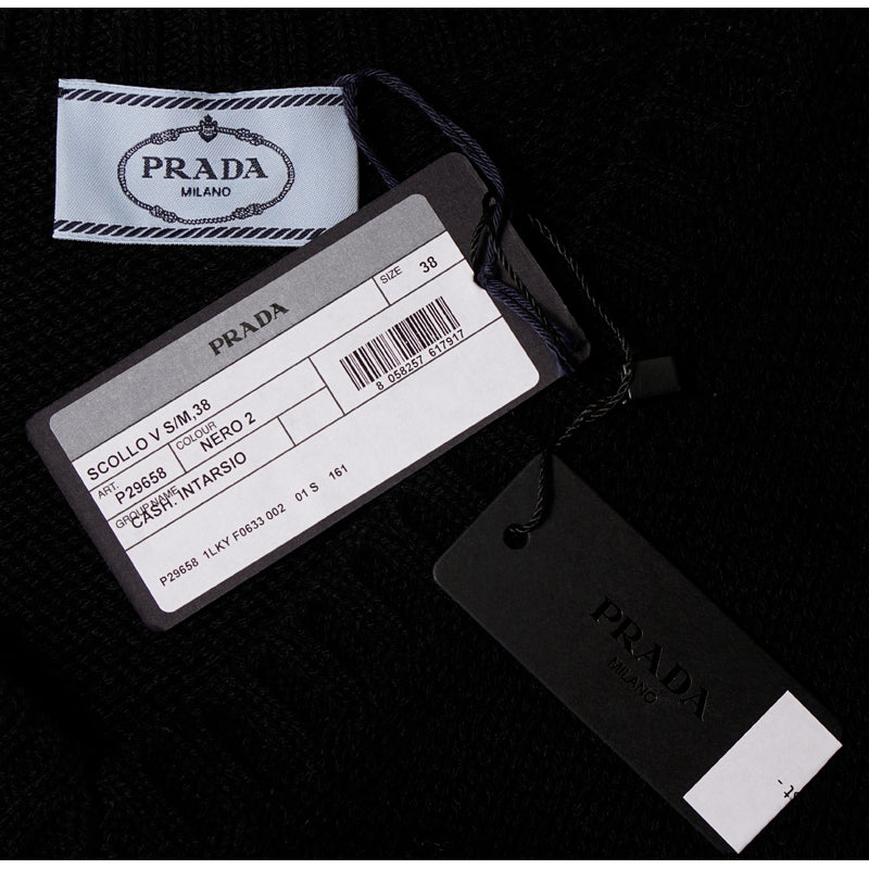 38 NEW $1,690 PRADA Black White 100% CASHMERE Modern Sleeveless KNIT TOP VEST XS