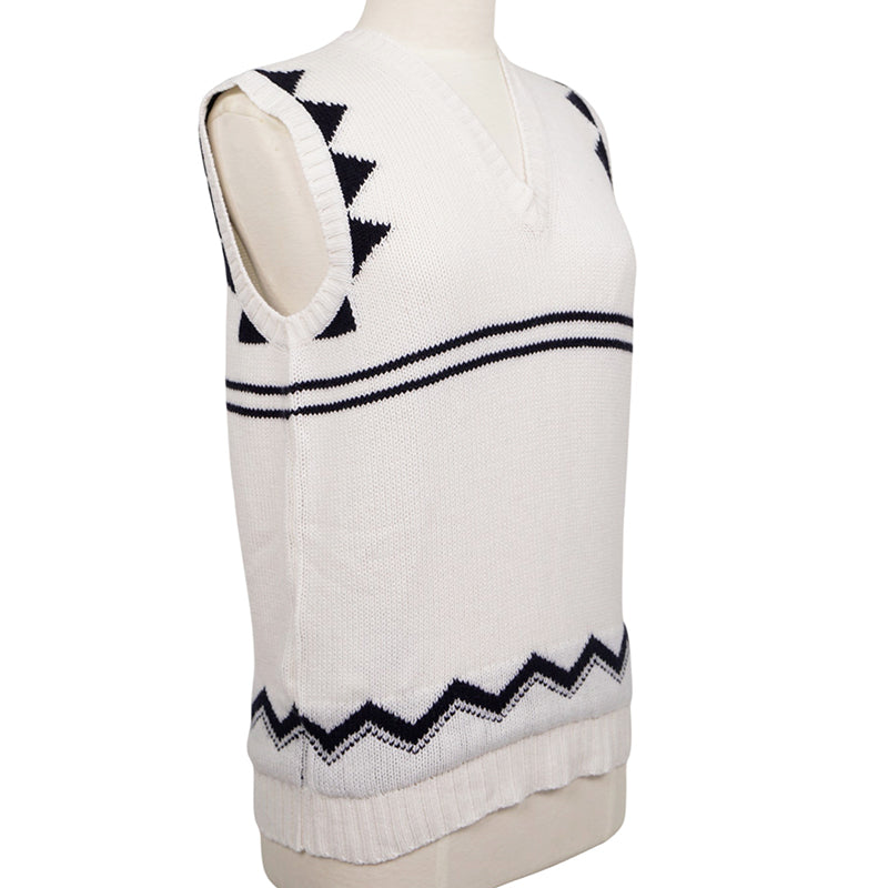 40 NEW $1,690 PRADA White & Black 100% CASHMERE Modern Sleeveless KNIT TOP VEST