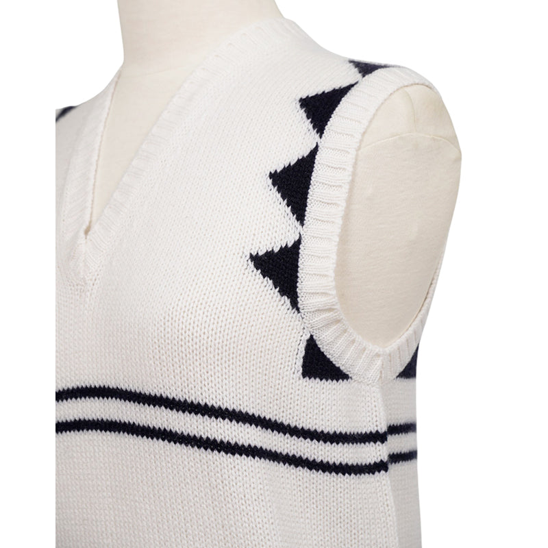 40 NEW $1,690 PRADA White & Black 100% CASHMERE Modern Sleeveless KNIT TOP VEST
