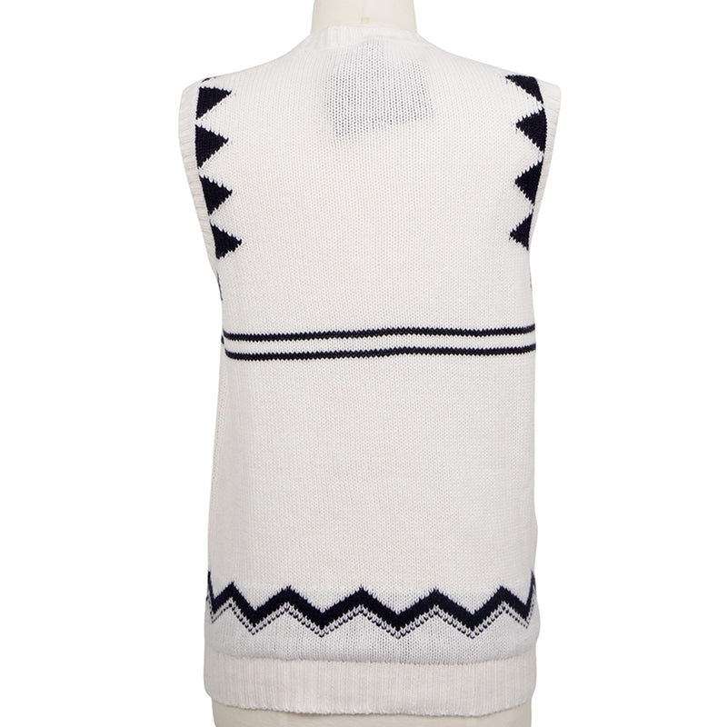 40 NEW $1,690 PRADA White & Black 100% CASHMERE Modern Sleeveless KNIT TOP VEST