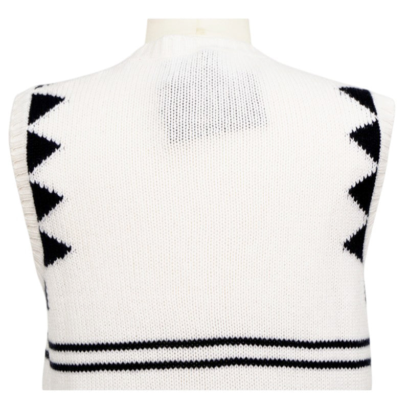 40 NEW $1,690 PRADA White & Black 100% CASHMERE Modern Sleeveless KNIT TOP VEST