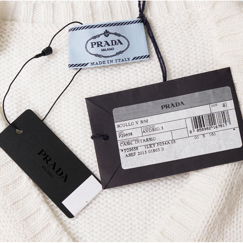40 NEW $1,690 PRADA White & Black 100% CASHMERE Modern Sleeveless KNIT TOP VEST