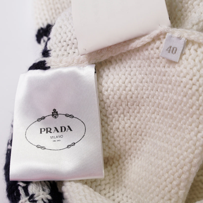 40 NEW $1,690 PRADA White & Black 100% CASHMERE Modern Sleeveless KNIT TOP VEST