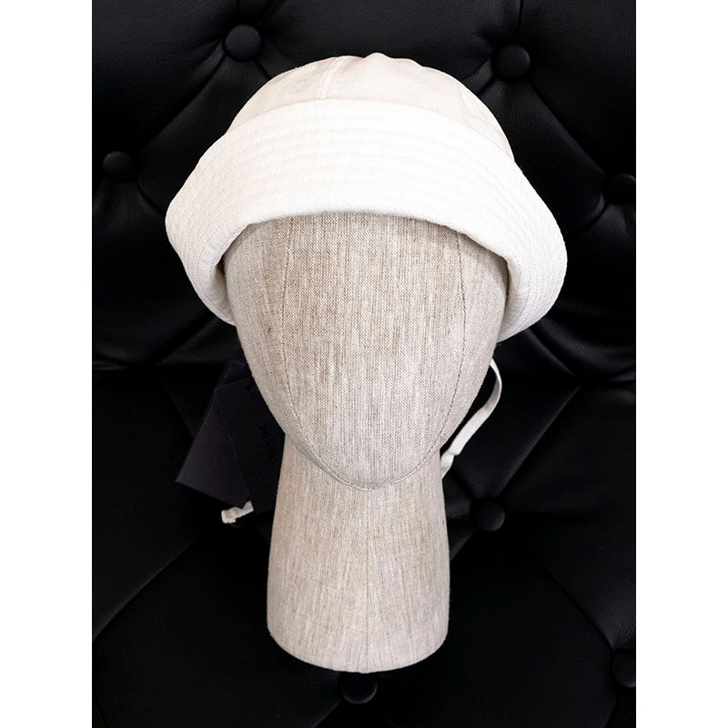 S NEW $775 PRADA Woman's RUNWAY White Cotton SAILOR Cap Spring Summer BUCKET HAT