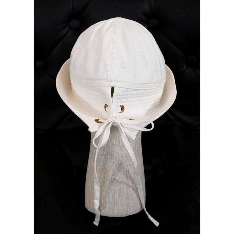 S NEW $775 PRADA Woman's RUNWAY White Cotton SAILOR Cap Spring Summer BUCKET HAT