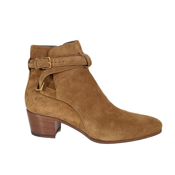 37 NEW $895 SAINT LAURENT Camel Brown Suede Leather West Jodhpur 40 Ankle BOOTS