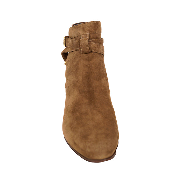 37 NEW $895 SAINT LAURENT Camel Brown Suede Leather West Jodhpur 40 Ankle BOOTS
