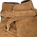 37 NEW $895 SAINT LAURENT Camel Brown Suede Leather West Jodhpur 40 Ankle BOOTS