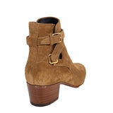 37 NEW $895 SAINT LAURENT Camel Brown Suede Leather West Jodhpur 40 Ankle BOOTS