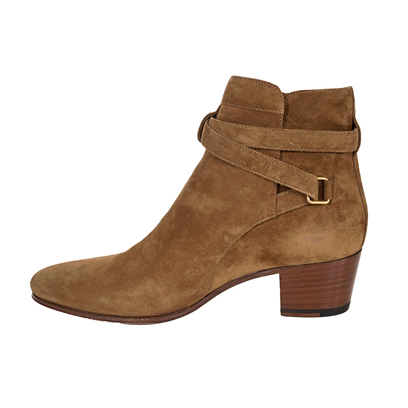 37 NEW $895 SAINT LAURENT Camel Brown Suede Leather West Jodhpur 40 Ankle BOOTS