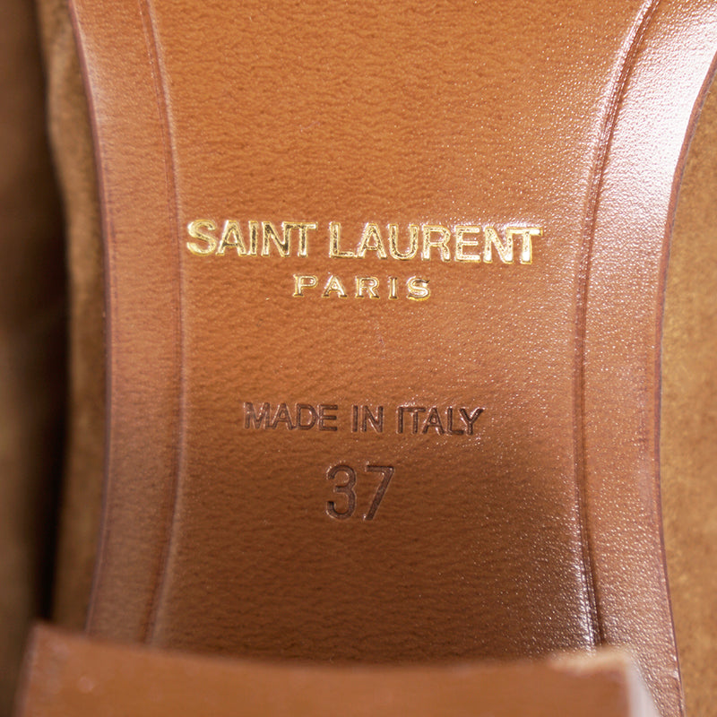 37 NEW $895 SAINT LAURENT Camel Brown Suede Leather West Jodhpur 40 Ankle BOOTS