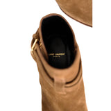 37 NEW $895 SAINT LAURENT Camel Brown Suede Leather West Jodhpur 40 Ankle BOOTS