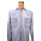 S NEW $690 SAINT LAURENT Stone Lt Blue JAPAN DENIM Classic WESTERN Style SHIRT