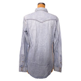 S NEW $690 SAINT LAURENT Stone Lt Blue JAPAN DENIM Classic WESTERN Style SHIRT