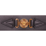 NEW $995 VERSACE Men's Black Leather GOLD MEDUSA BIGGIE LOGO Belt/Sling BAG NWT