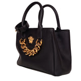 NEW $2,125 VERSACE RUNWAY Black Leather LA MEDUSA CHAIN Small TOTE BAG & STRAP