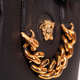 NEW $2,125 VERSACE RUNWAY Black Leather LA MEDUSA CHAIN Small TOTE BAG & STRAP