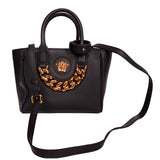 NEW $2,125 VERSACE RUNWAY Black Leather LA MEDUSA CHAIN Small TOTE BAG & STRAP