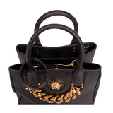 NEW $2,125 VERSACE RUNWAY Black Leather LA MEDUSA CHAIN Small TOTE BAG & STRAP