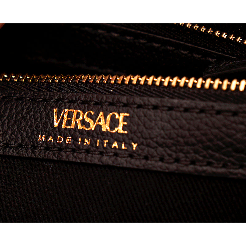 NEW $2,125 VERSACE RUNWAY Black Leather LA MEDUSA CHAIN Small TOTE BAG & STRAP