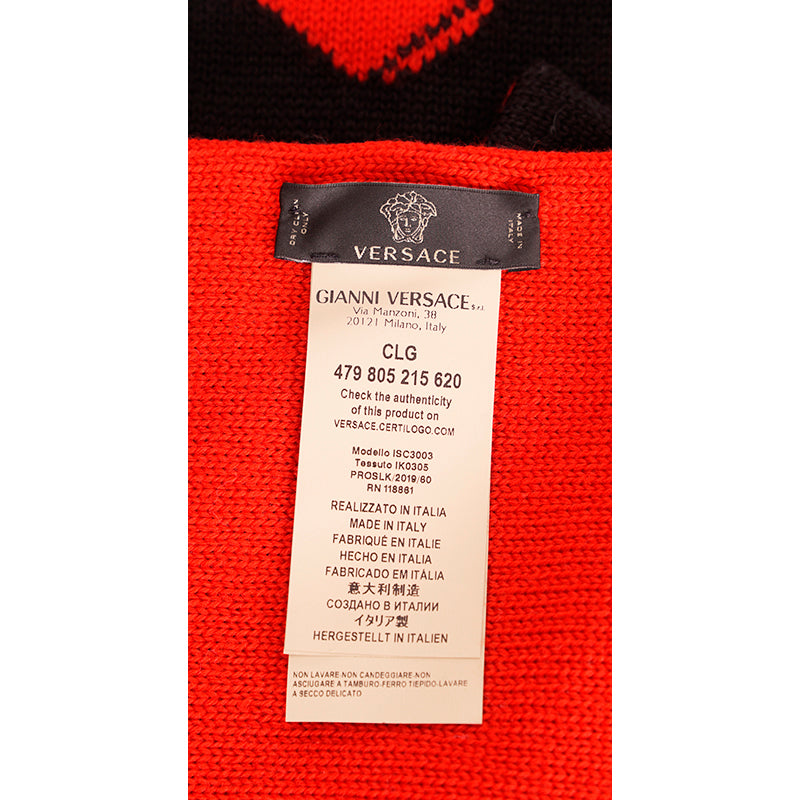 NEW $795 VERSACE Jim Dine Artist Collab LOVE VERSACE Black 100% Wool HEART SCARF