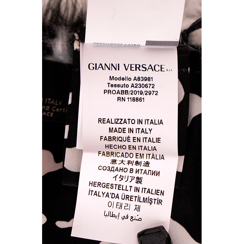 NEW $795 VERSACE RUNWAY Black White Zebra Print FAUX FUR STOLE 54" x 9" SCARF