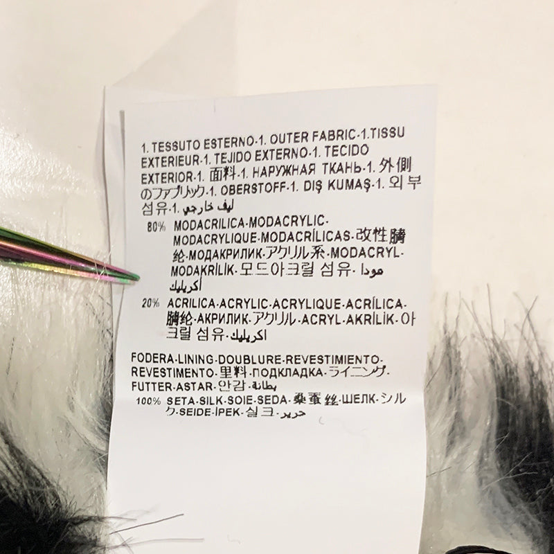 NEW $795 VERSACE RUNWAY Black White Zebra Print FAUX FUR STOLE 54" x 9" SCARF