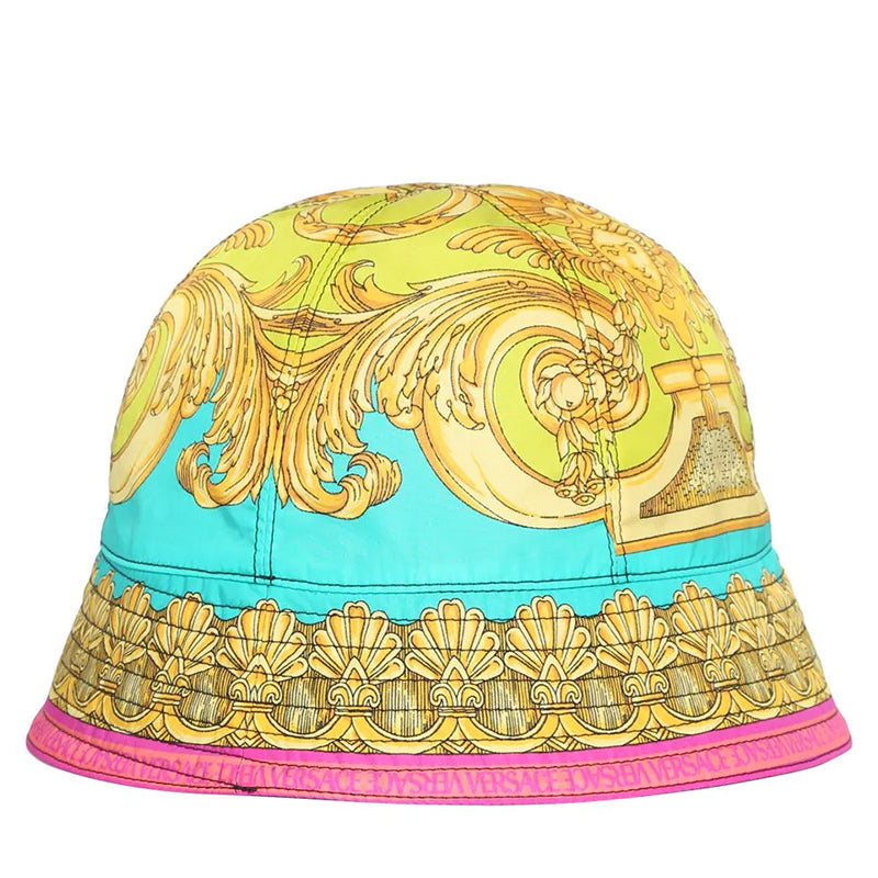 sz 57/58 NEW $625 VERSACE BAROCCO GODDESS Reversible La Greca Logo Nylon BUCKET HAT