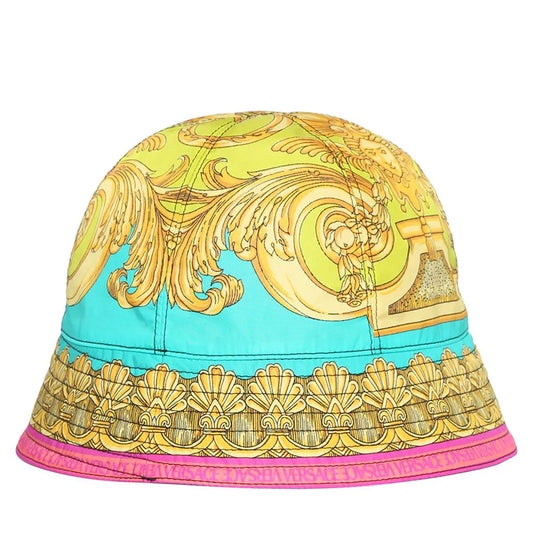 sz 57/58 NEW $625 VERSACE BAROCCO GODDESS Reversible La Greca Logo Nylon BUCKET HAT