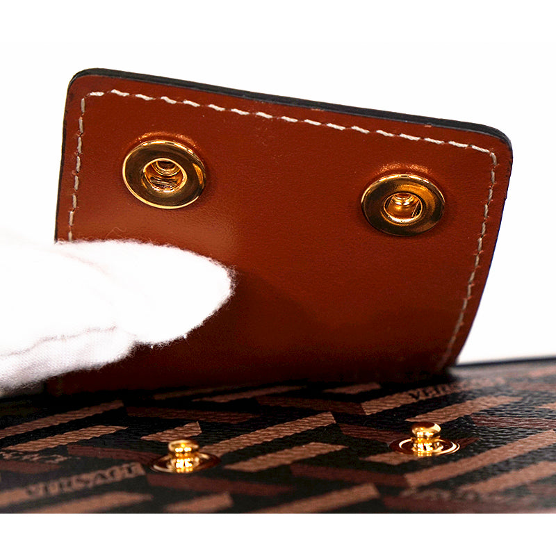 NEW $595 VERSACE Caramel LA GRECA Signature Small Pouch MODULAR CLUTCH Zip BAG