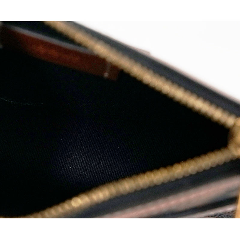 NEW $595 VERSACE Caramel LA GRECA Signature Small Pouch MODULAR CLUTCH Zip BAG