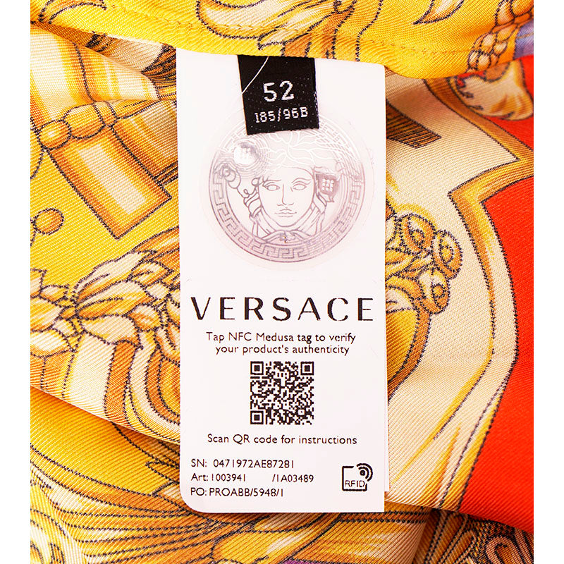 48 & 52 NEW $1,575 VERSACE Men's Yellow BAROCCO GODDESS BAROQUE Silk Twill SHIRT